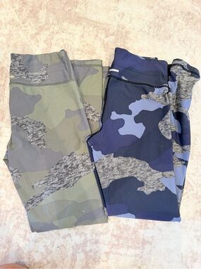 Aerie Women’s Small Camo Leggings Lot of 2 Green Blue High-Waisted